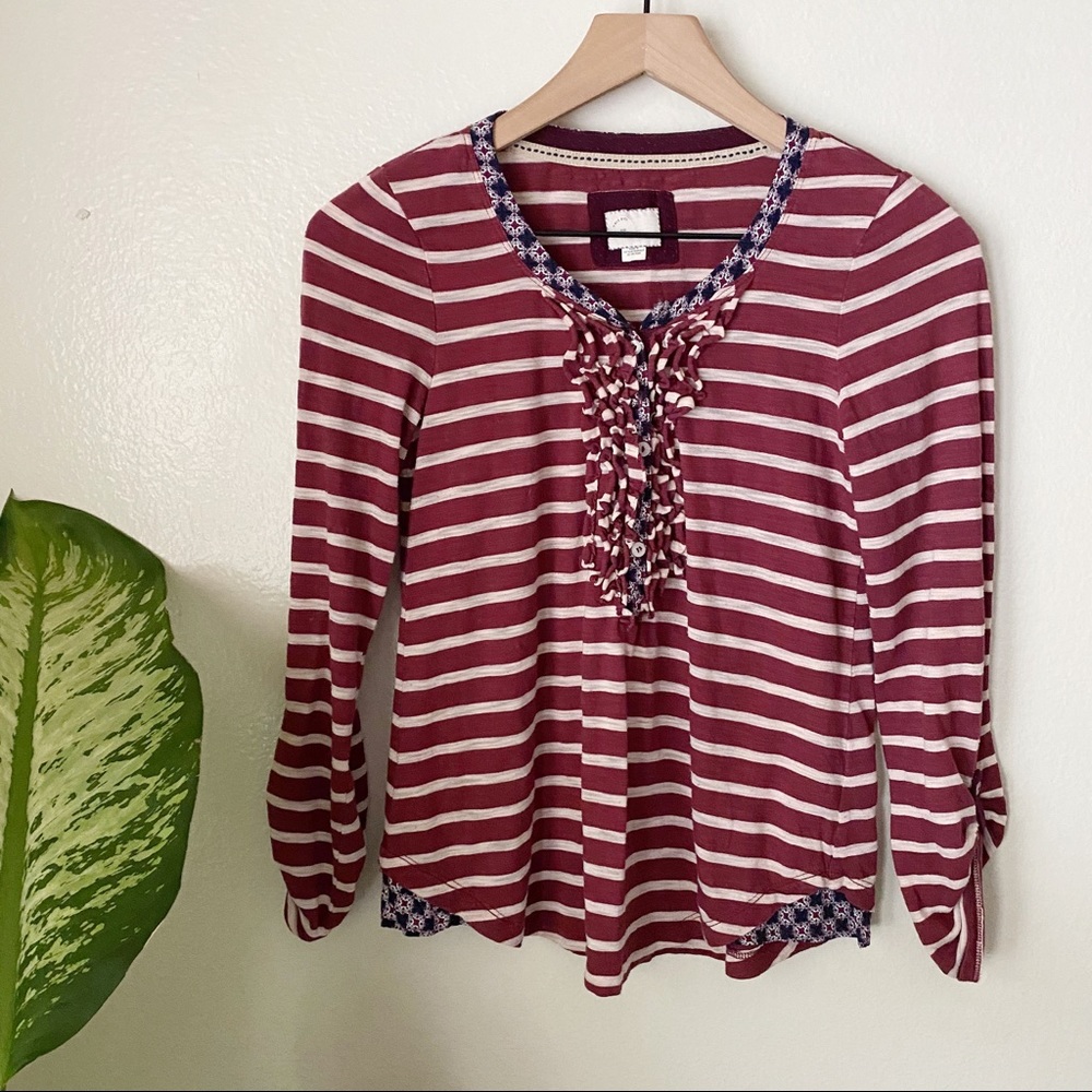 Anthropologie | Ruffled Henley Top